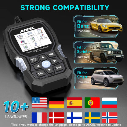 OBD2-Scanner – Diagnoseapparaat – Foutcode Uitlezer – Auto Diagnosetool – Mercedes-Benz – Volledige Systeemdiagnose – Live Data Uitlezing