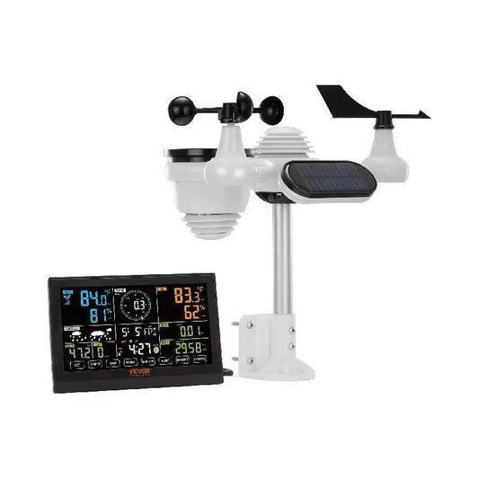 Weerstation - Draadloze - Weerstation Binnen en Buiten - 7-in-1 - met Grote Kleuren Display - Digitale - Zonne-energieondersteund Opladen - voor Forecast Data, Alarm & Meldingen - QUORE