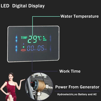 Douchepaneel  - Douche - Regendouches - LED Douchepaneel met LCD Display – Zwart Design, 6 Watermodi, Regen & Waterval Douchekolom met Massagejets en Badmengkraan