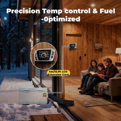 Diesel Luchtverwarmer – Parkeer Verwarming – Camper Heater – Caravan Verwarmer – Auto Verwarming – 8 kW Vermogen – LCD & Bluetooth App Bediening - QUORE