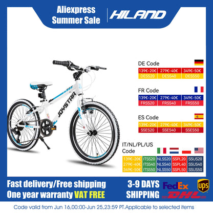 JOYSTAR 20 24 Inch Kids Bike for Boys Girls Ages 7-12 Years Mountain Bike for Kids with 1-Speed/7-Speed Drivetrain,Kids' Bicycle - QUORE
