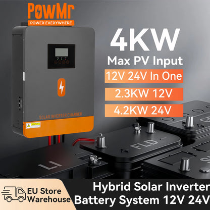 Hybride Solar Omvormer – Zonne-omvormer – MPPT Omvormer – Off-Grid Omvormer – 12V/24V Omvormer WiFi – Max 4,2kW Output – Pure Sinusgolf Stroom