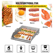 BBQ - BBQ voor buiten - RVS bakplaat - 18X16 - Universele platte bovenkant - Gasgrill voor kamperen - Zilver