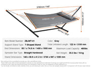 Hangmat - Hangmat voor Twee Personen - Campingaccessoires - Hangmat 2 Persoons - Hanging Chair - Hamac - Hammock Chair - Grijs