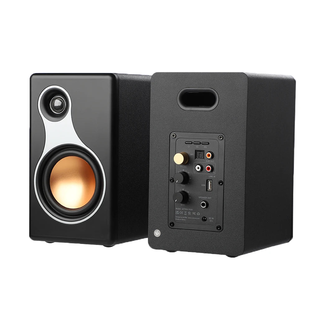 Bluetooth Bookshelf Speakers – Draadloze Speakers – Boekenplank Speakers – Compacte Speakers – 120W Vermogen – Houten Behuizing - QUORE