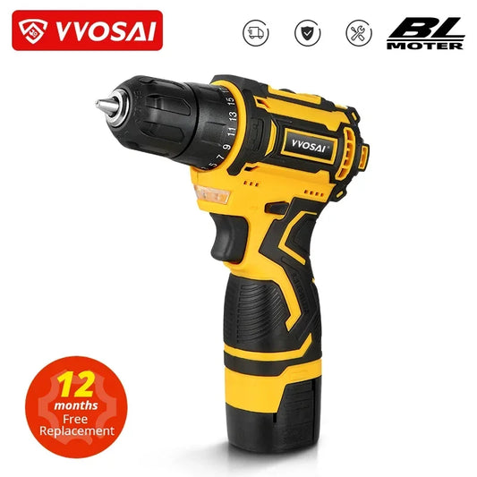 VVOSAI 16V MAX Brushless Cordless Drill 32N.m Electric Screwdriver 25+1 Torque Settings 2-Speeds MT-Series Power Tools - QUORE