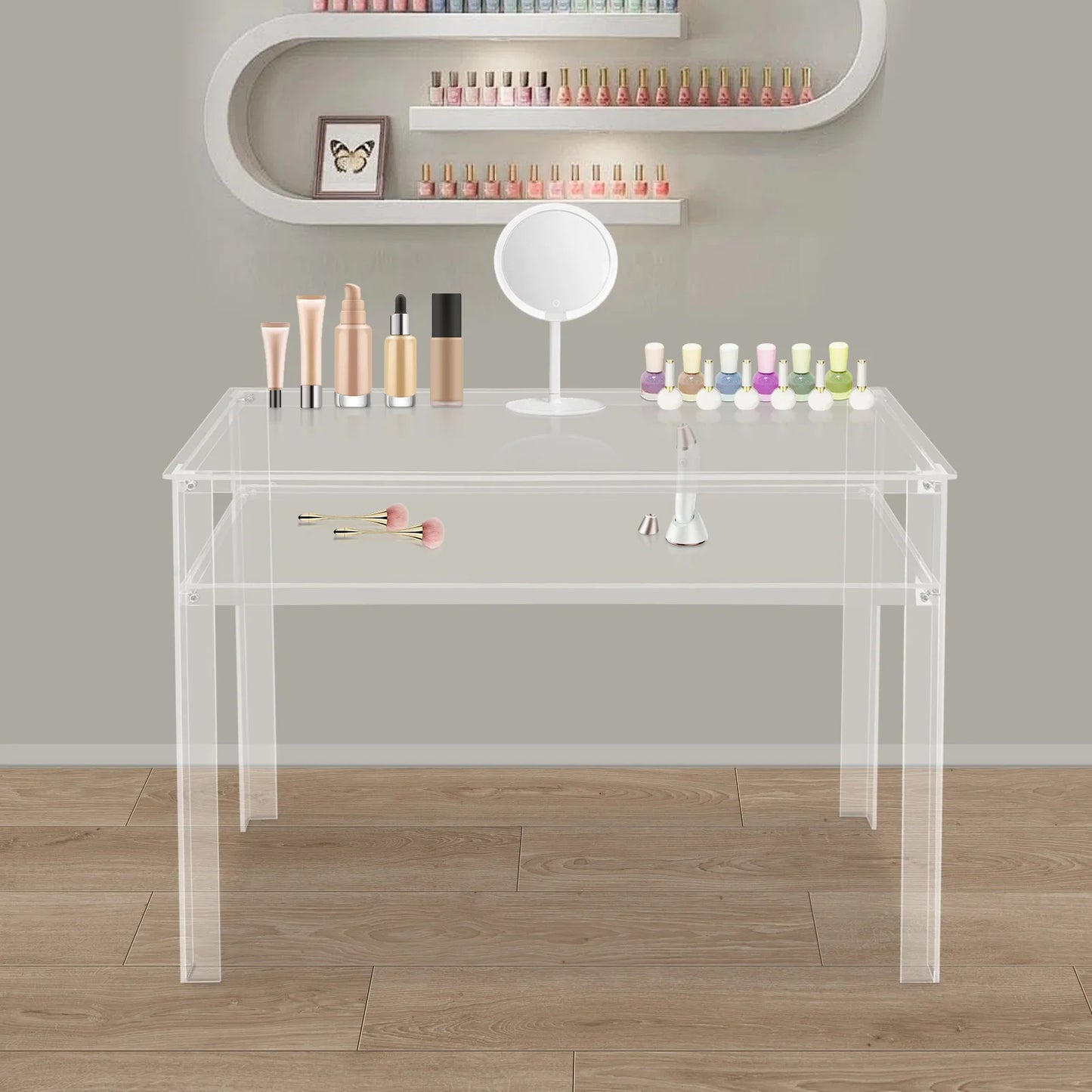 Acrylic Bureau – Transparant Bureau – Modern Schrijftafel – Laptop Tafel – Studietafel – Dubbele Laag – Duurzaam Acryl – 100x50x75 cm - QUORE