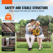 Swing bench - Porch swing - Double swing chair - Wood - Garden furniture - Weatherproof - Porch swing chair - Outdoor patio swing chair - With hanging chains - Load capacity 400 kg