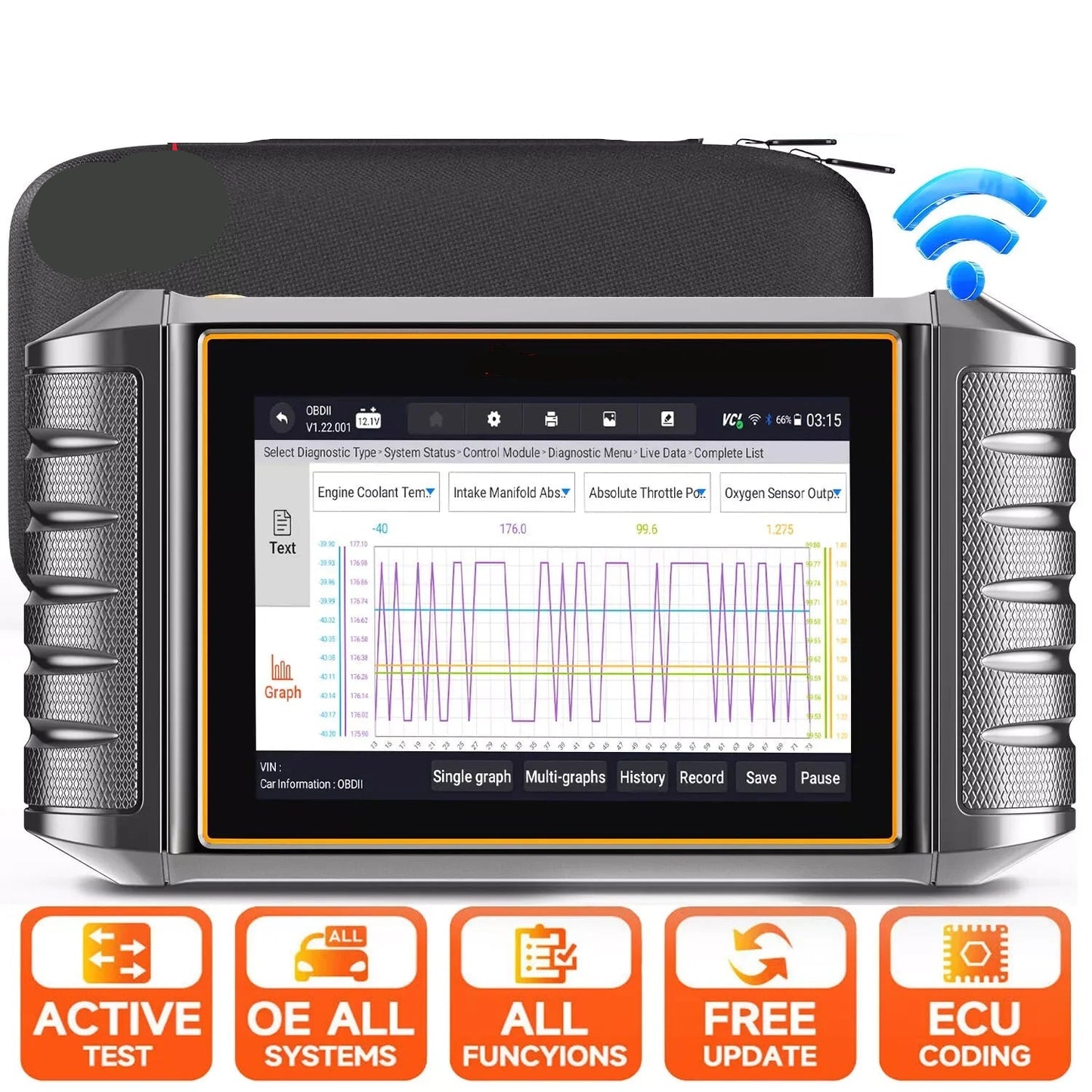 Autodiagnose Scanner – Foutcode Scanner – OBD2 Scanner – Auto Diagnose Tool – 5.5-Inch Touchscreen – Wi-Fi En Bluetooth - QUORE
