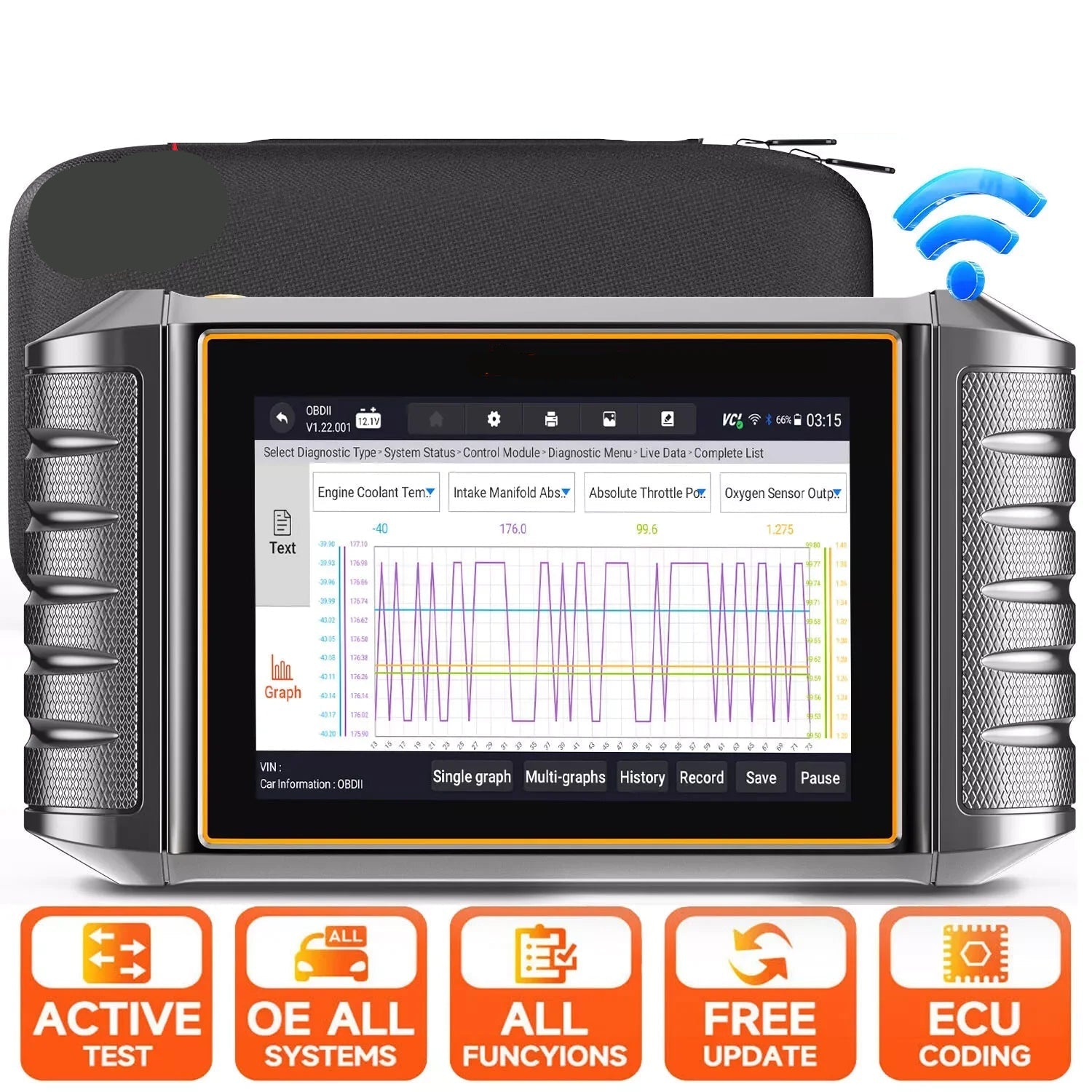Autodiagnose Scanner – Foutcode Scanner – OBD2 Scanner – Auto Diagnose Tool – 5.5-Inch Touchscreen – Wi-Fi En Bluetooth - QUORE