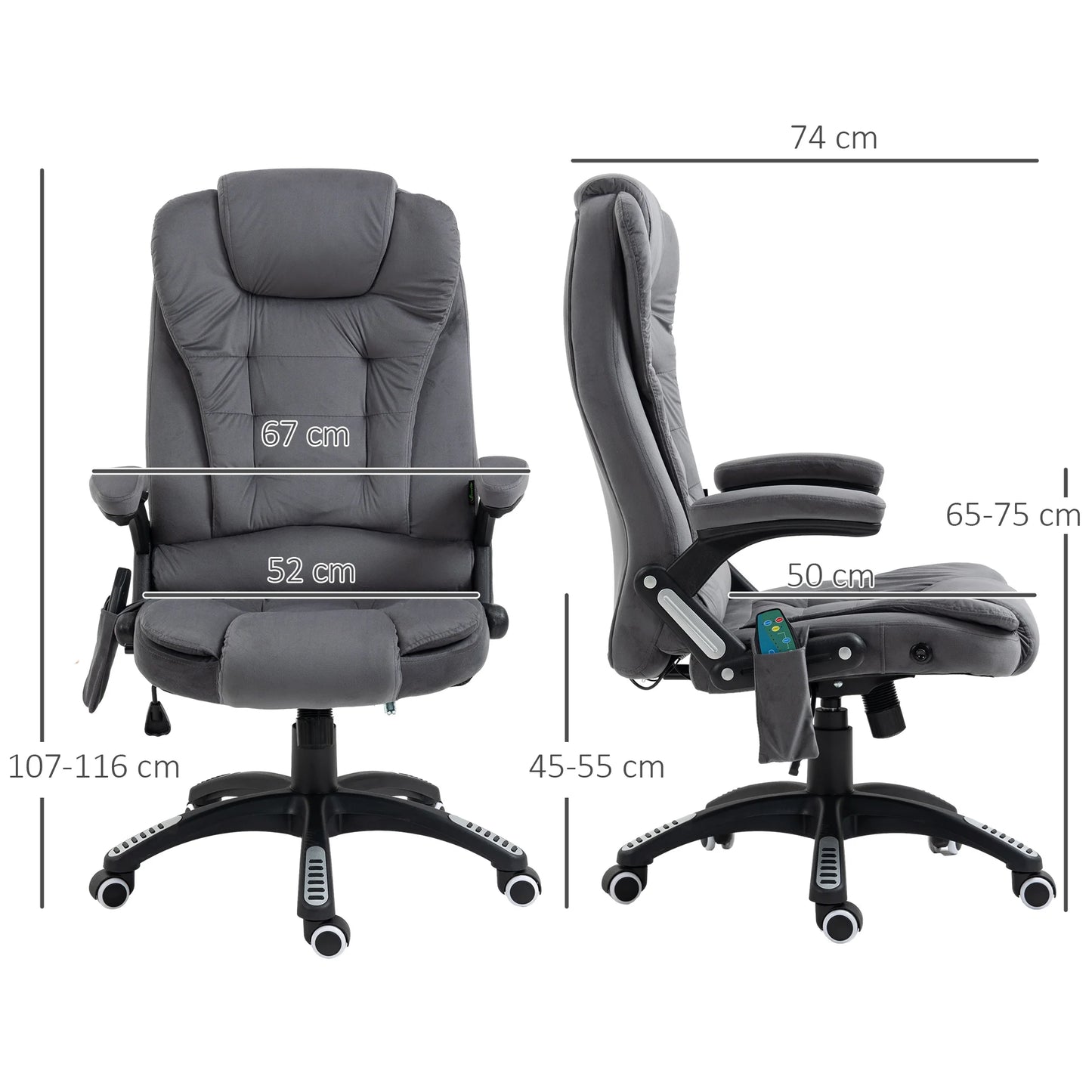Massage Bureaustoel – Bureaustoel Met Massagefunctie – Gaming Stoel – Office Chair – Ergonomische Bureaustoel – 6 Vibrerende Massagepunten – Verstelbare Rugleuning Tot 130 Graden - Grijs