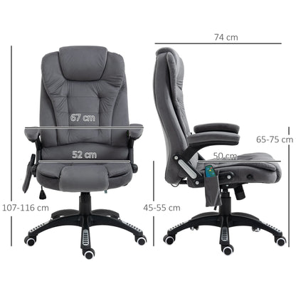 Massage Bureaustoel – Bureaustoel Met Massagefunctie – Gaming Stoel – Office Chair – Ergonomische Bureaustoel – 6 Vibrerende Massagepunten – Verstelbare Rugleuning Tot 130 Graden - Grijs