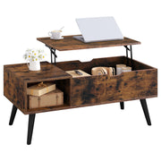 Adjustable Coffee Table - Folding Table with Storage - Modern Coffee Table - Wooden Table - 100x50x43 cm - Rustic Brown