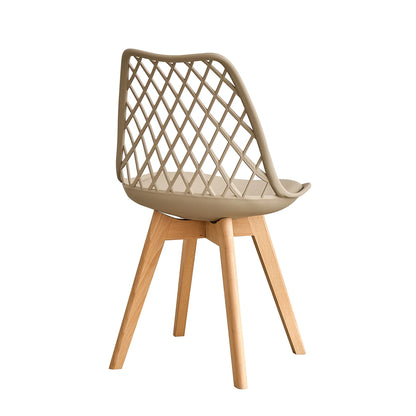Set of 4 / 6 Modern Mesh Back Dining Chair with Solid Wood Legs and Upholstered Cushions, for Dining Room/Bedroom, Cafe Chair