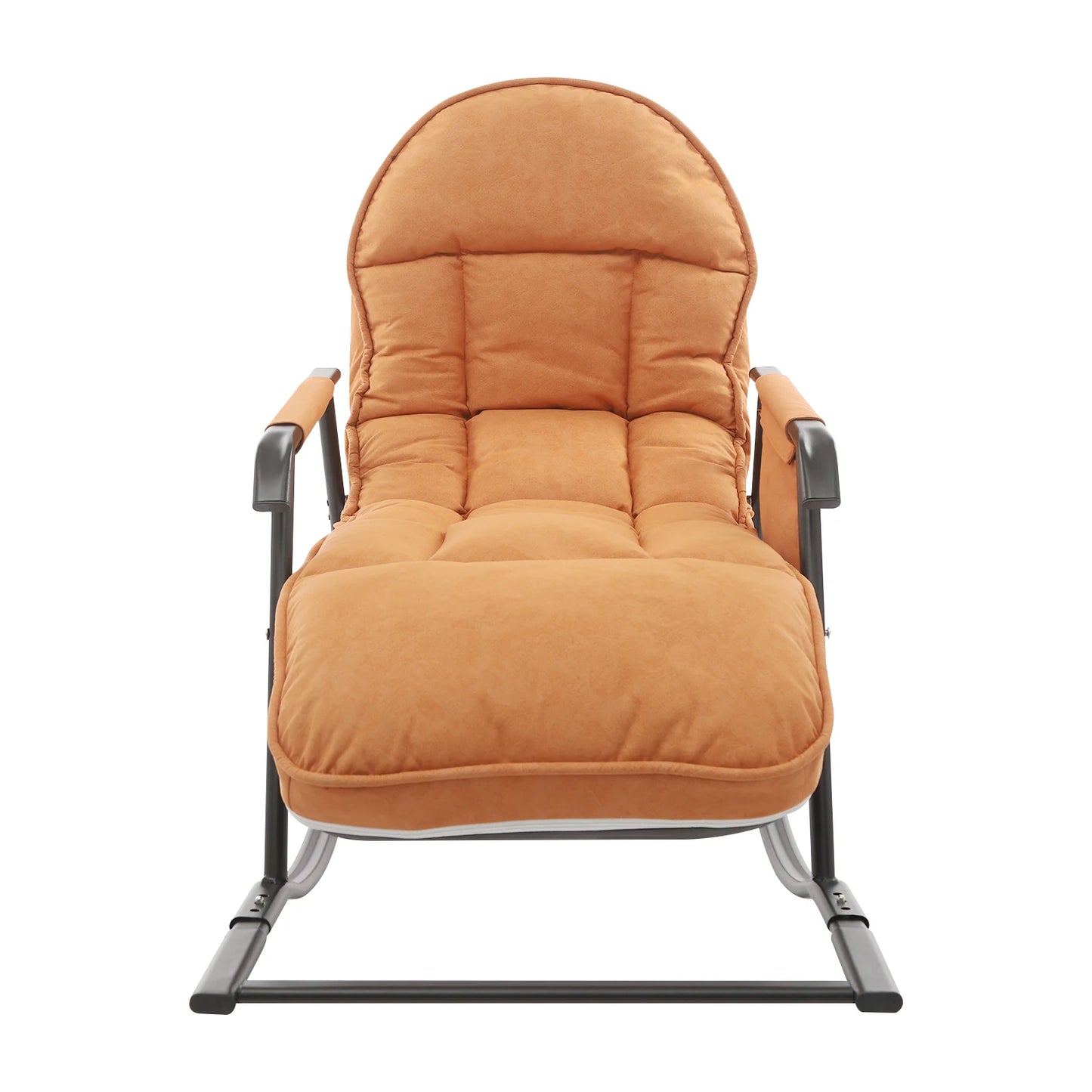 Schommelstoel – Relaxstoel – Fauteuil – Loungestoel – Voedingsstoel – Verstelbare Rugleuning – Tech Stof En Stalen Frame – Comfortabele Gevuld Zitvlak – Oranje - QUORE