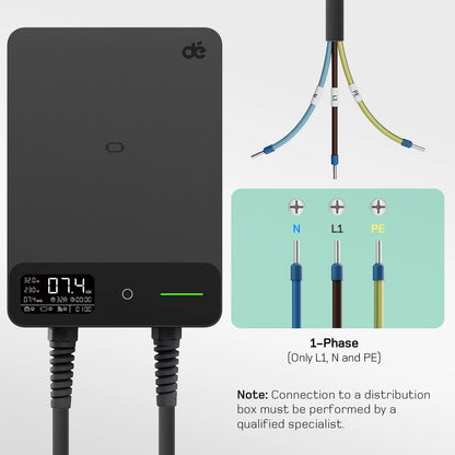 Wallbox 7,4 kW – EV Lader – Oplaadpunt – Elektrische Autolader – Laadstation – 12 Meter Type 2 Kabel – Instelbare Laadstroom 6-32A – App Bediening