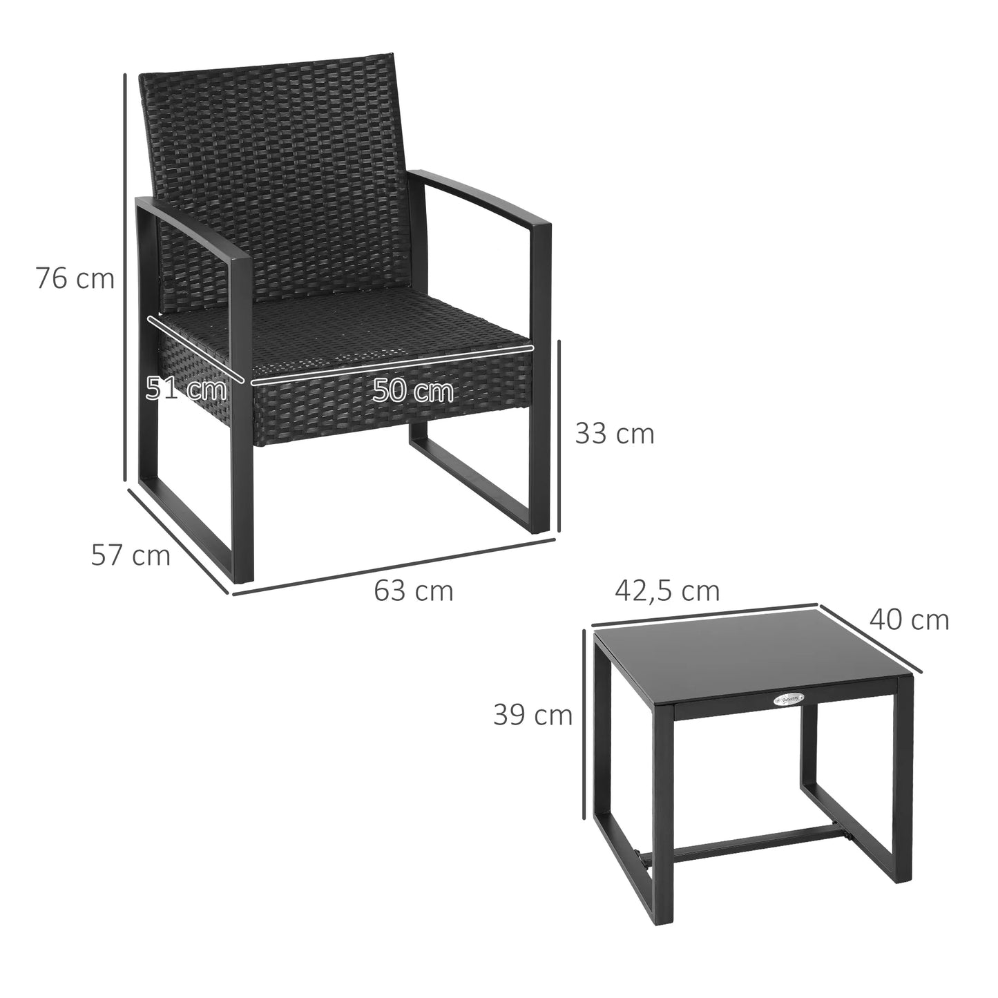 Loungeset – Loungeset Voor Buiten – Tuinmeubelen – Balkonmeubilair – Polyrattan – Waterafstotende Kussens – Metalen Frame