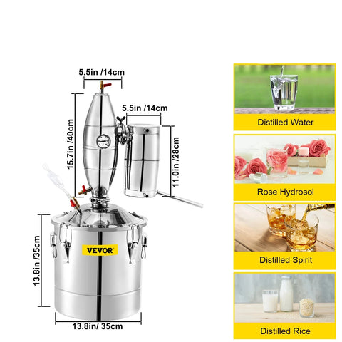 Distillation kettle - distiller - distillation kettle for essential oils - distillation kettle for alcohol - distillation apparatus - 30L - beer brewing equipment