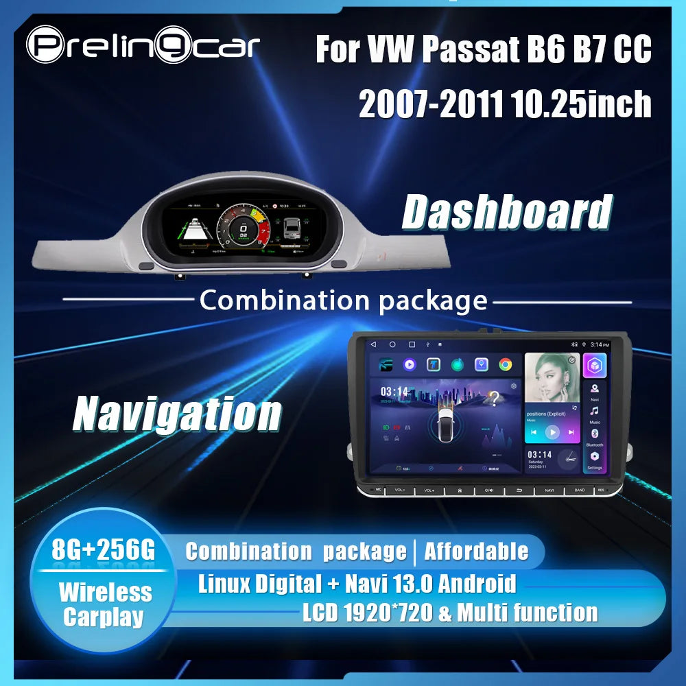 Dashboard Auto – Digitaal Cluster – Instrumentenpaneel – Autodisplay – Cockpitpaneel – 10,25 Inch HD IPS Scherm – Plug & Play Installatie