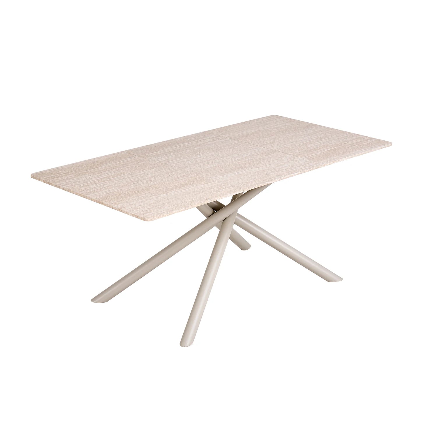 Eettafel – Dinertafel – Tafel – Eetkamertafel – Rechthoekige Blad – Imitatiesmarmeren Blad – Kruisframe Metaal - 180 x 90 x 76.5 cm - Houtkleur