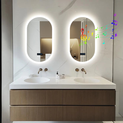 Ovaal LED Badkamerspiegel – Spiegels – Make-up Spiegel – Wandspiegel – Slimme Badkamer Spiegel – 120x60 cm – Bluetooth Speaker – Anti-Fog Functie - QUORE
