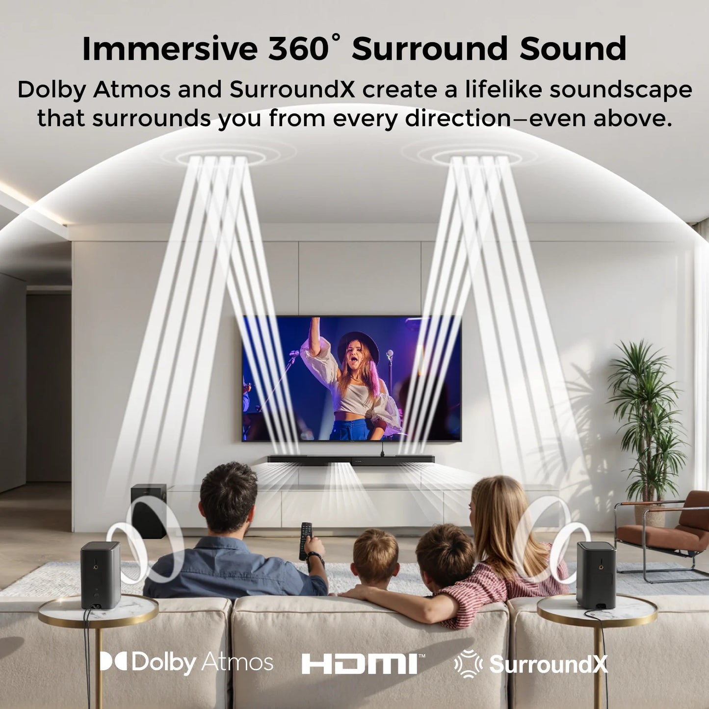 Soundbar – Home Cinema Set – Surround Sound Systeem – TV Speaker – 5.1.2 Kanaals – Dolby Atmos – Draadloze Subwoofer – App Bedienbaar - QUORE