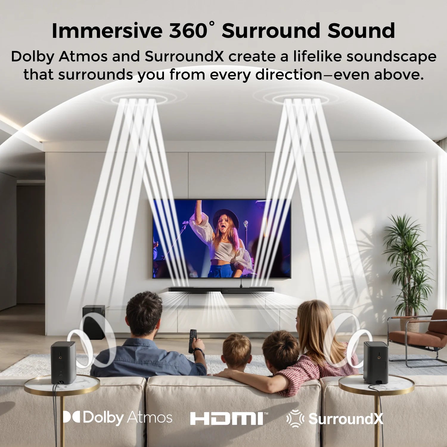 Soundbar – Home Cinema Set – Surround Sound Systeem – TV Speaker – 5.1.2 Kanaals – Dolby Atmos – Draadloze Subwoofer – App Bedienbaar - QUORE