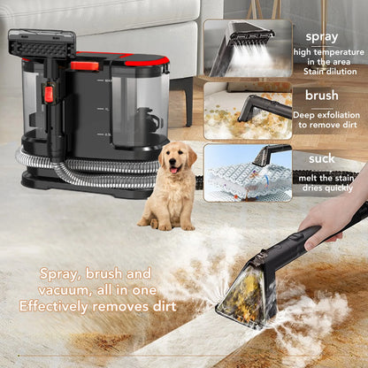 2-in-1 Stoomstofzuiger – Stofzuiger – Steam Cleaner – Nat Droog Stofzuiger – Tapijtreiniger – Dieptereiniging – 25.000 Pa Zuigkracht – Stoomfunctie Tot 70°C – 220V