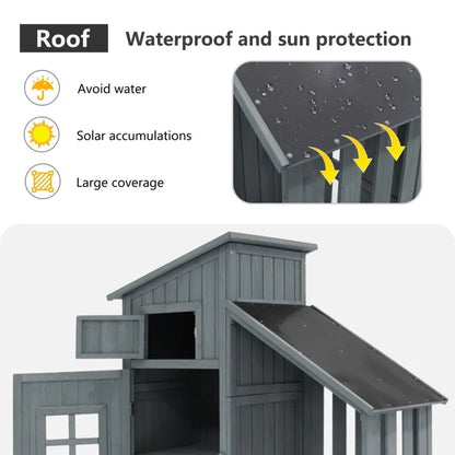 Tuinkast – Tuinopbergkast – Buitenopbergkast – Opbergkast Balkon – Massief Hout – Waterbestendig Bovenblad
