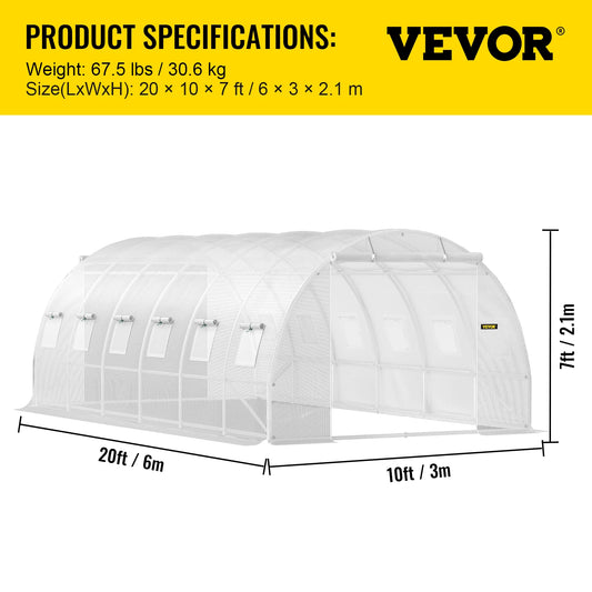 VEVOR Walk-in Tunnel Greenhouse Portable Plant Hot House with Galvanized Frame & Waterproof Cover For Protecting Plants Grow