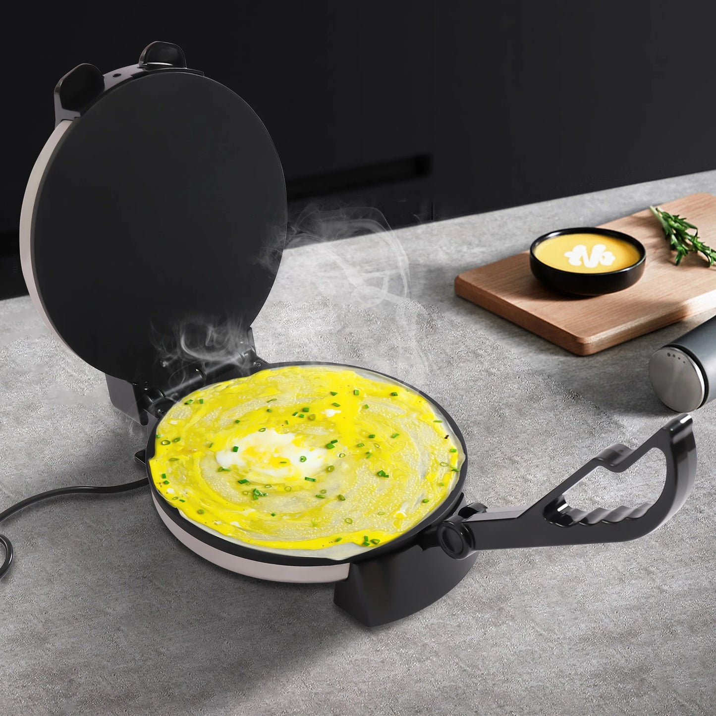 Pannenkoeken Maker - Roti Maker - Elektrische Chapati Maker - RVS - Persmachine Voor Indiase Stijl Chapati - Tortilla, Roti