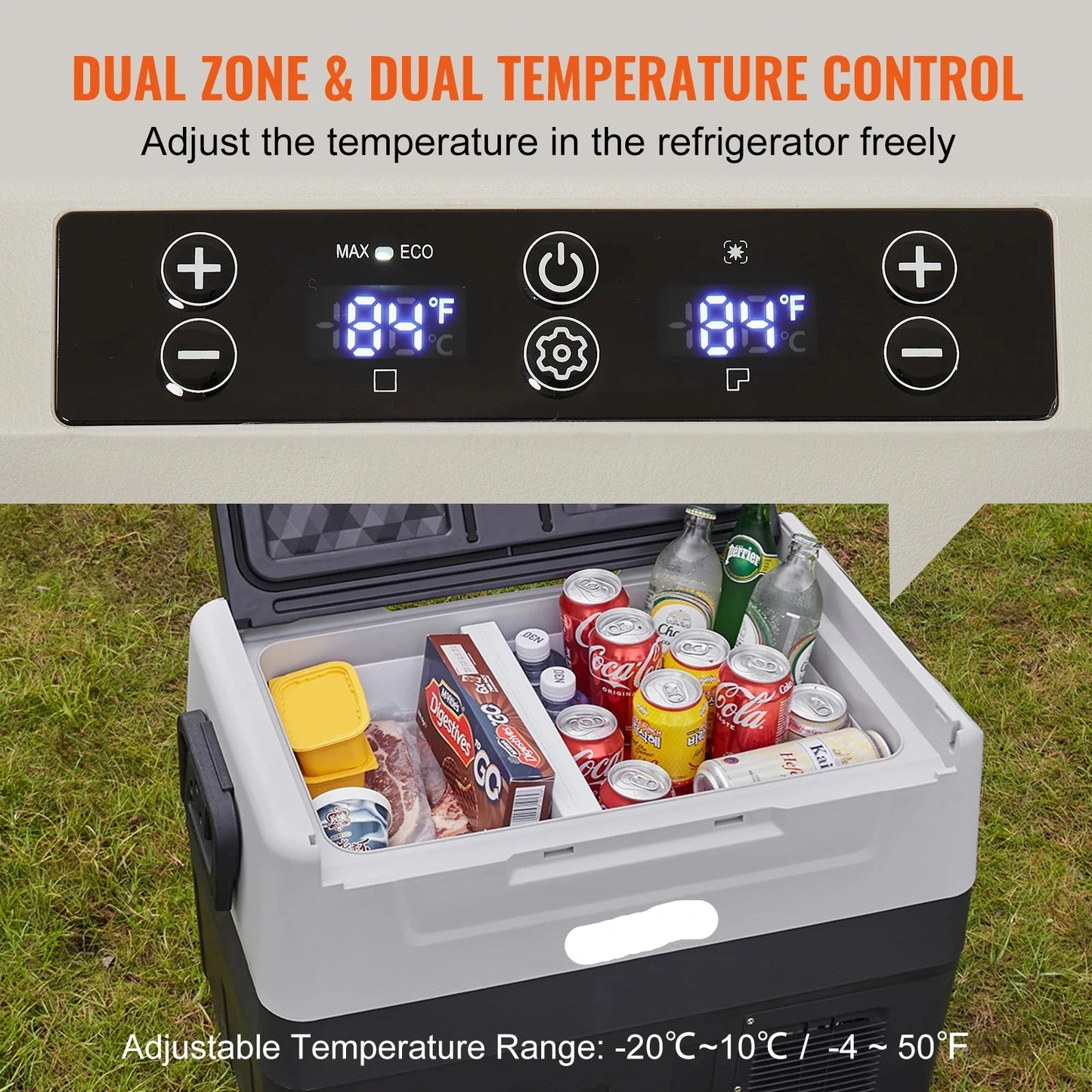 Auto Koelbox -Compressor Koelbox - Compressor Koelkast - Koelbox - 35L - Draagbare - Dual Zone - Koelkast en Vriezer - -20°C tot +10°C - Voor Camping - Auto - Caravan - Boot