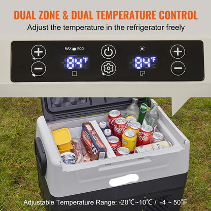 Auto Koelbox -Compressor Koelbox - Compressor Koelkast - Koelbox - 35L - Draagbare - Dual Zone - Koelkast en Vriezer - -20°C tot +10°C - Voor Camping - Auto - Caravan - Boot