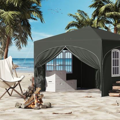 Gazebo Pop-Up Tent - Opvouwbare Partytent - Tenten - Kampeertent - Waterdichte Camping Tent - 3x3m - met 4 Zijwanden en Afvoerputje - voor Tuin en Buiten - Blauw