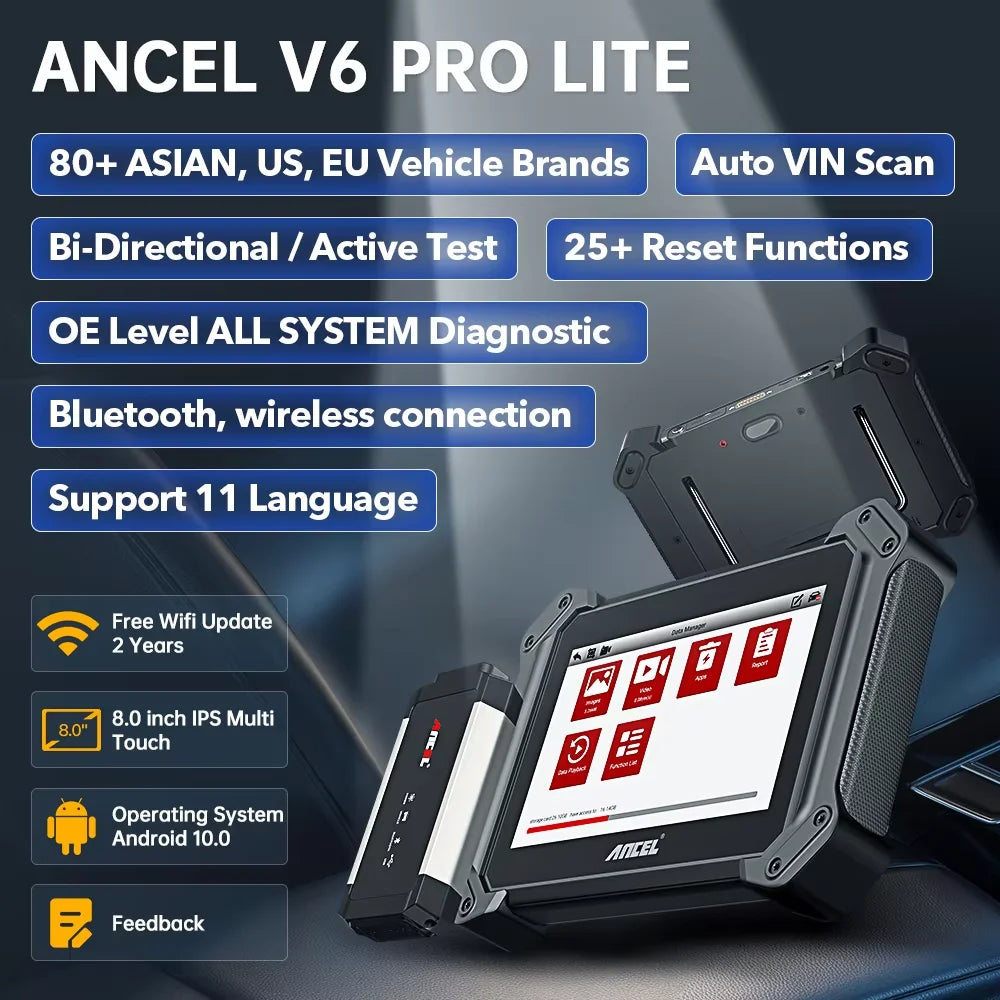 OBD2 Diagnosetool – Autodiagnose Scanner – Foutcode Lezer – Bluetooth Scanner – 25+ Resetfuncties – 8 Inch Touchscreen - QUORE