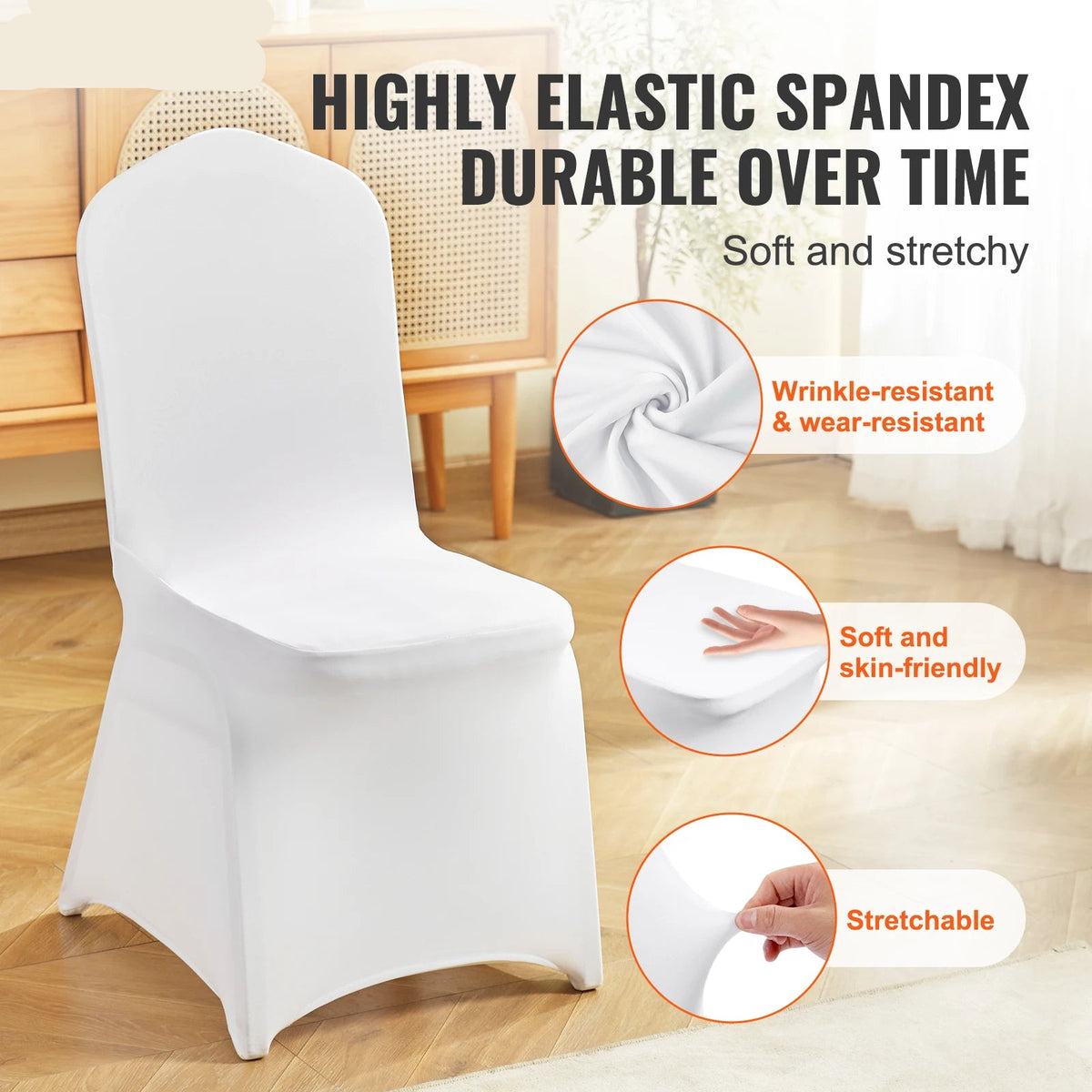 Chair Cover - Dining Chair Covers - Stretch Chair Covers - Chair Covers - Universal Cover - Spandex - Removable Chair Cover - 200 pcs - White