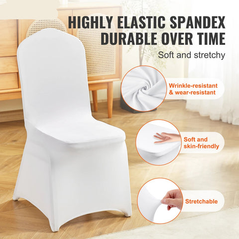 Chair Cover - Dining Chair Covers - Stretch Chair Covers - Chair Covers - Universal Cover - Spandex - Removable Chair Cover - 200 pcs - White