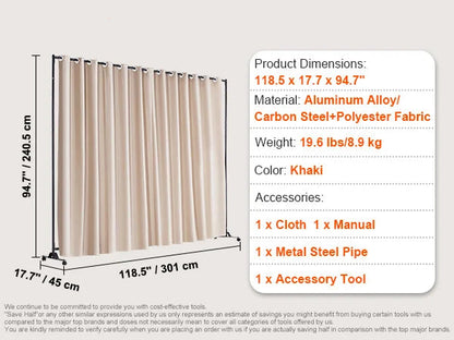 Room Divider - Partition Wall - Screen Partition - Room Divider Room Divider - 1 Panel - Size &amp; Height Adjustable Freestanding - Foldable - for Office Home - Beige