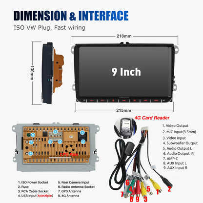 ESSGOO Android 14 Car Radio Carplay 6+128G For Volkswagen Passat b6 b7 golf 5 6 Polo Jetta Skoda Car Multimedia Player GPS WiFi