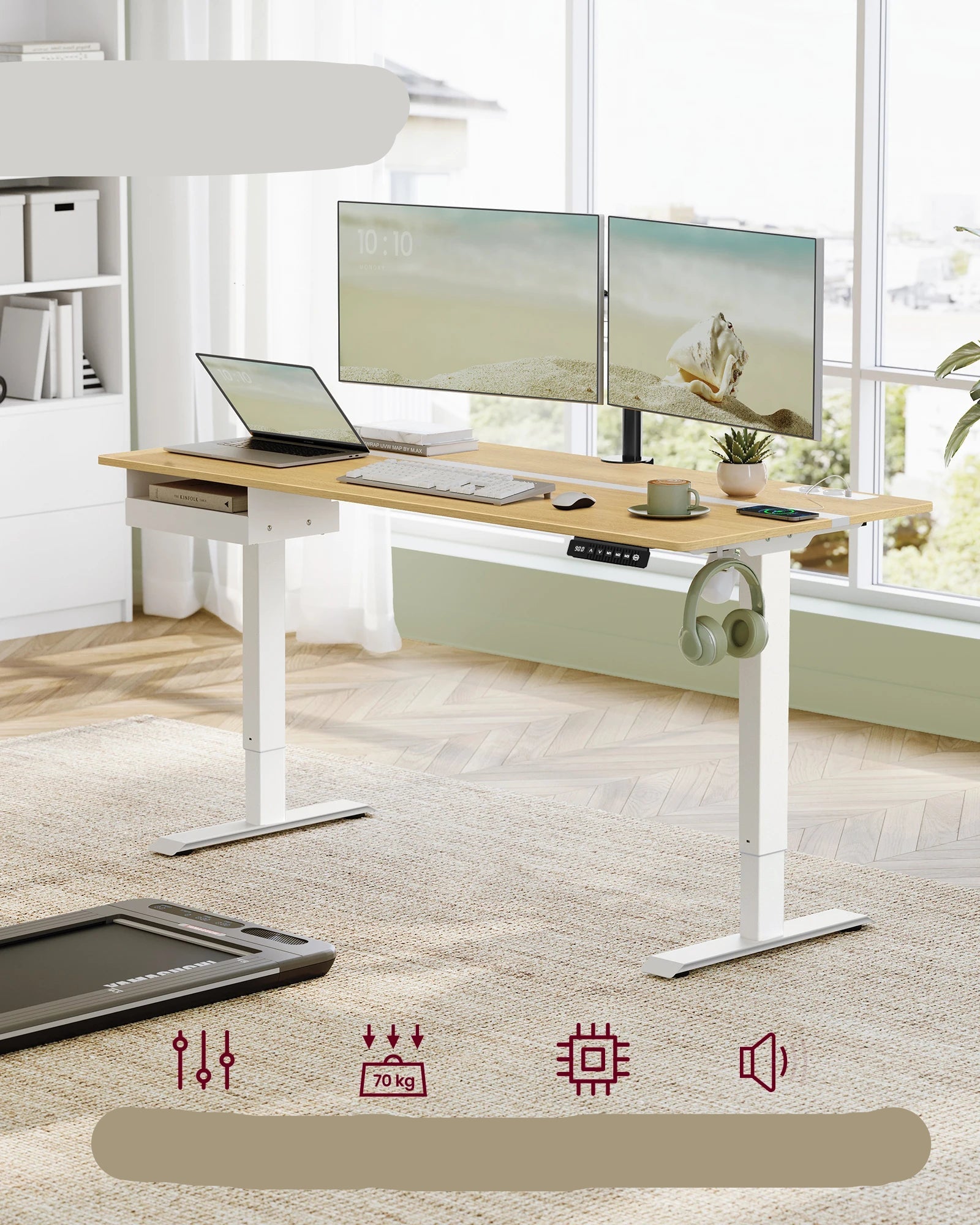 Verstelbaar Bureau – Zit Sta Bureau – Hoogte Verstelbaar Bureau – Elektrisch Bureau – Geheugenfunctie – USB Poorten – Stabiel Design - QUORE