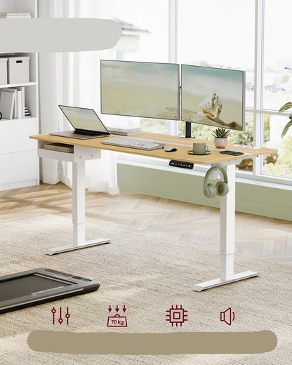 Verstelbaar Bureau – Zit Sta Bureau – Hoogte Verstelbaar Bureau – Elektrisch Bureau – Geheugenfunctie – USB Poorten – Stabiel Design - QUORE