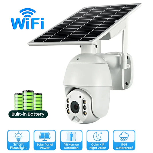 Beveiligingscamera – Camerabewaking – Buitencamera – IP-camera – Bewakingscamera – Zonne-energie – 360° PTZ Draaibaar