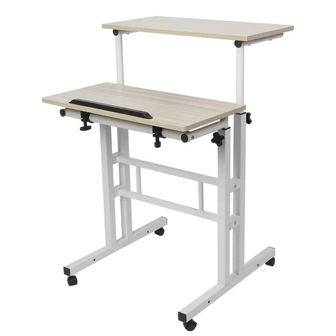 Laptoptafel - Laptoptafel Verstelbaar - Laptoptafel op Wielen - Computerbureau - Computertafel - 60cm - Rechthoekig