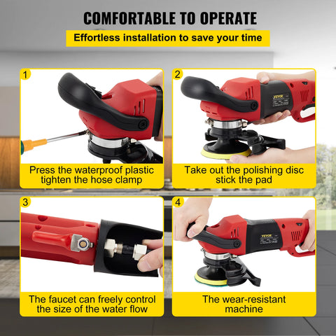 VEVOR Electric Wet Stone Polisher Grinder Sander Buffing Machine Variable Speed Water Mill for Marble Granite Finish Polishing