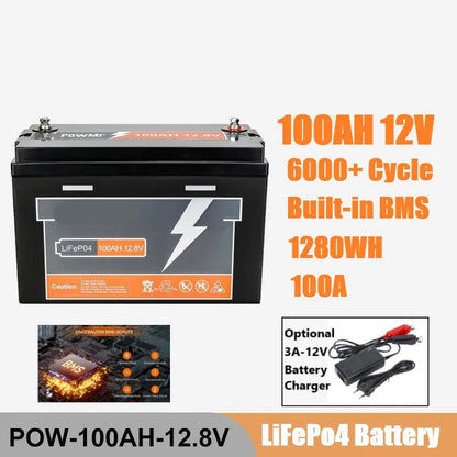 LiFePO4 Accu – Lithium Accu – 12V Accu – Camping Accu – 100Ah Capaciteit – Ingebouwde BMS
