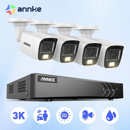 ANNKE 8CH 5MP Video Security System CCTV Kit DVR Audio Security  System Outdoor Color Night Vision Dual-Light Audio Camera