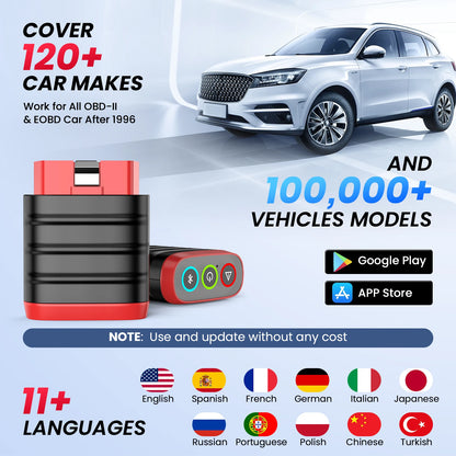 OBD Scanner - OBD2 - Auto Scanner - Auto uitlezen - Diagnose Apparatuur voor Auto's - OBD2 Bluetooth Auto Scanner - All-System Diagnose Tool - Universele Auto Code Reader - 120+ Automerken - Lifetime Gratis Updates - 2025 Versie - QUORE