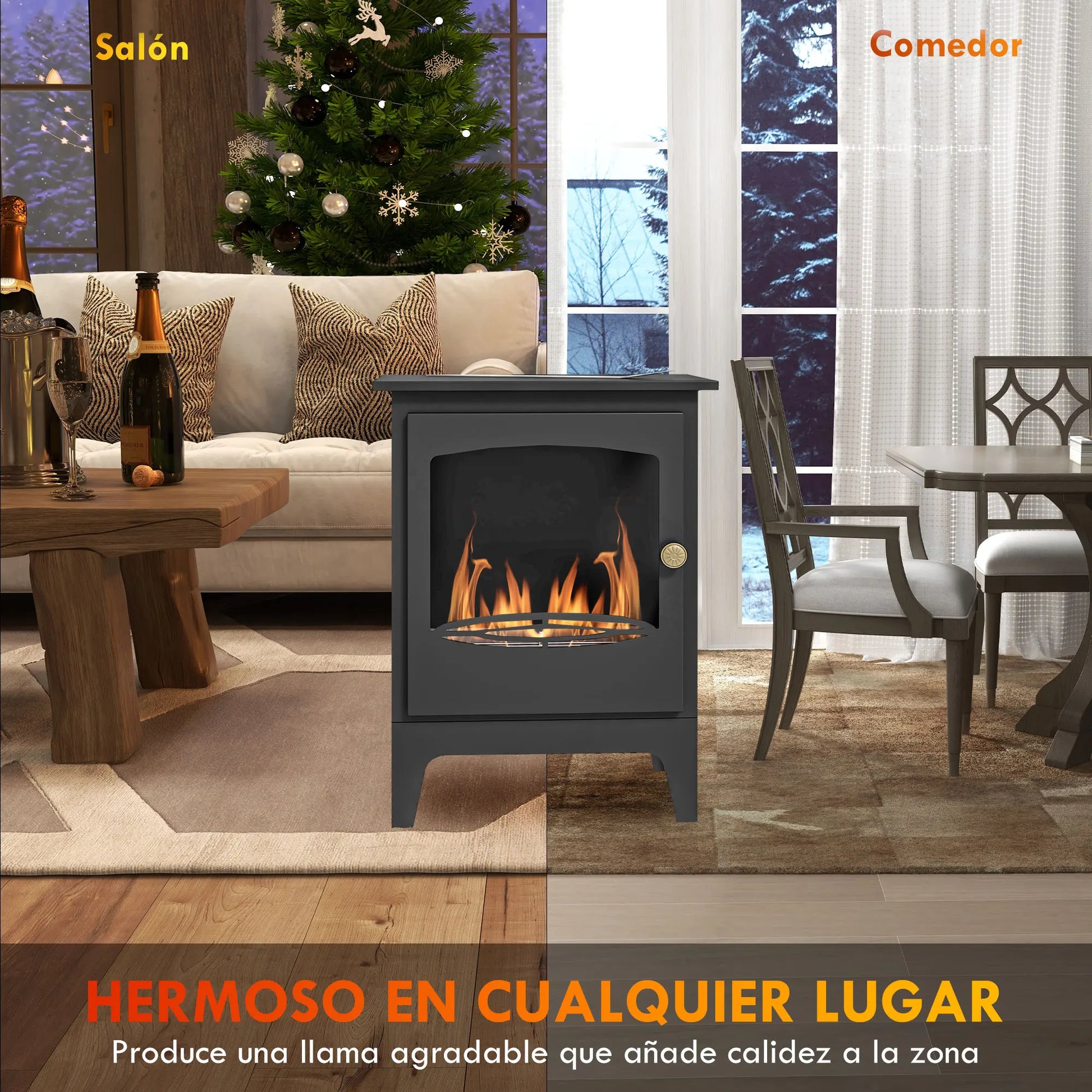 Bio-ethanol Haard – Vrijstaande Haard – Ethanol Kamin – Sfeerverwarming – Vuurkorf – Compact 39x26x54 cm – Rookvrij & Veilig Met RVS Blusser - QUORE