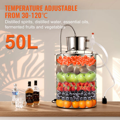VEVOR Alcohol Still Water Alcohol Distiller Home Distillery Kit include Stainless Steel Tube Pump for DIY Whisky Wine Brandy - QUORE