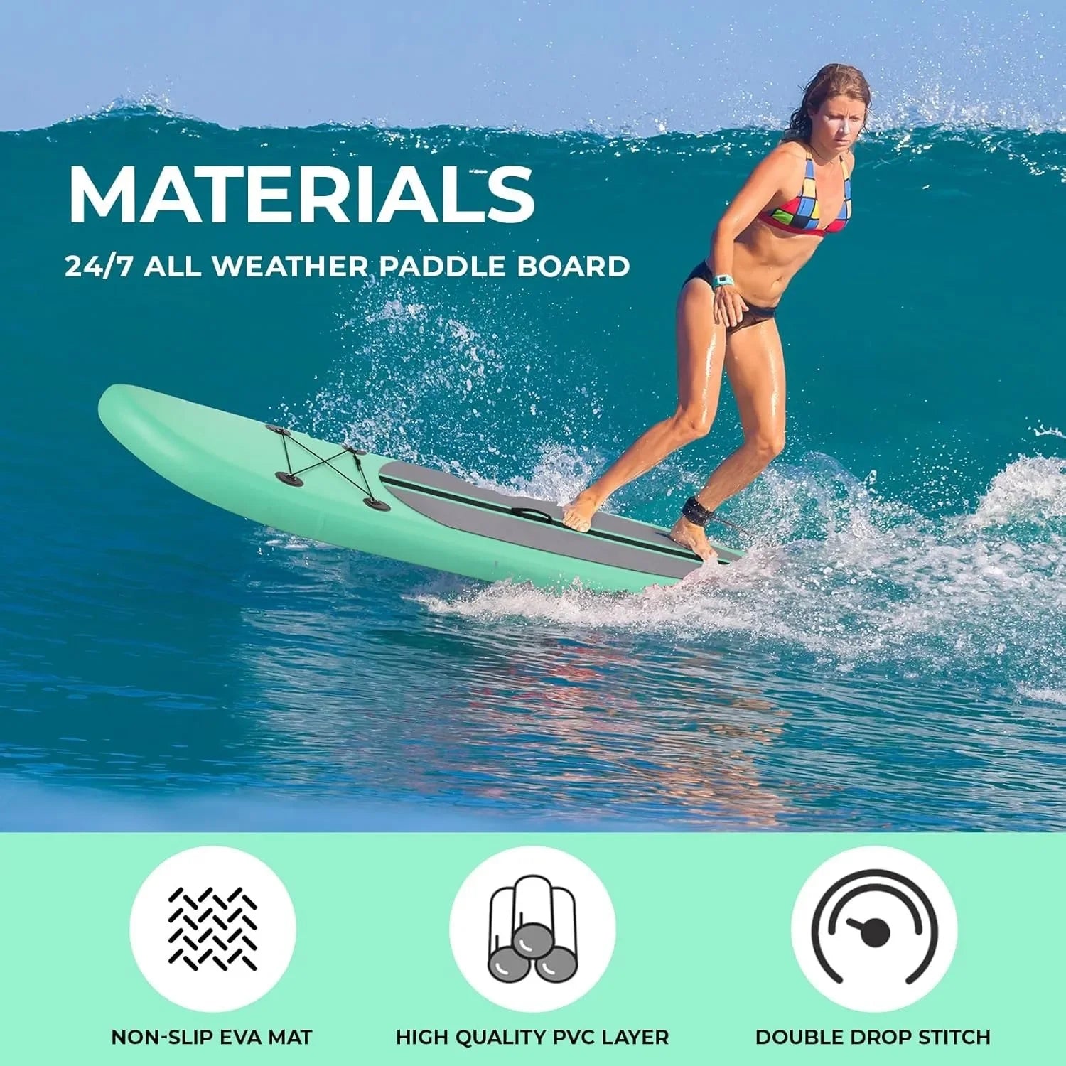 Opblaasbare Stand Up Paddle Board – SUP Board – Inflatable Paddleboard – Peddelboard – SUP Surfboard – Lichtgewicht & Compact – Anti-slip EVA Deklaag - Groen - QUORE